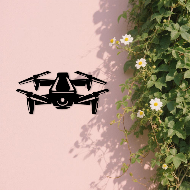 Office Tech Decor - 2D Düz Drone Silüeti Metal Duvar